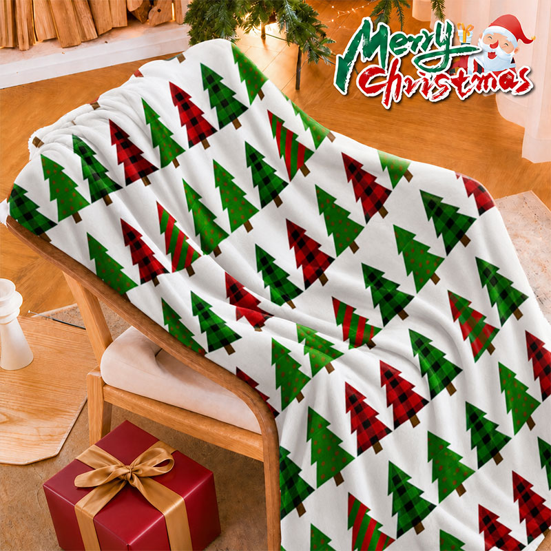 Christmas Throw Blanket - Christmas Plaid Throw Blanket With Christmas