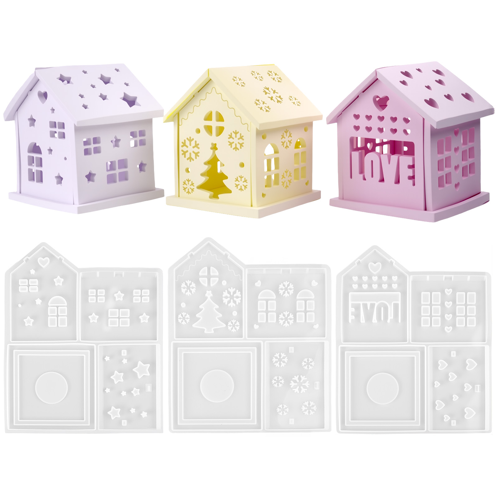 3D House Silicone Mold DIY Chr - đánh giá và giá Holiday Candle Set