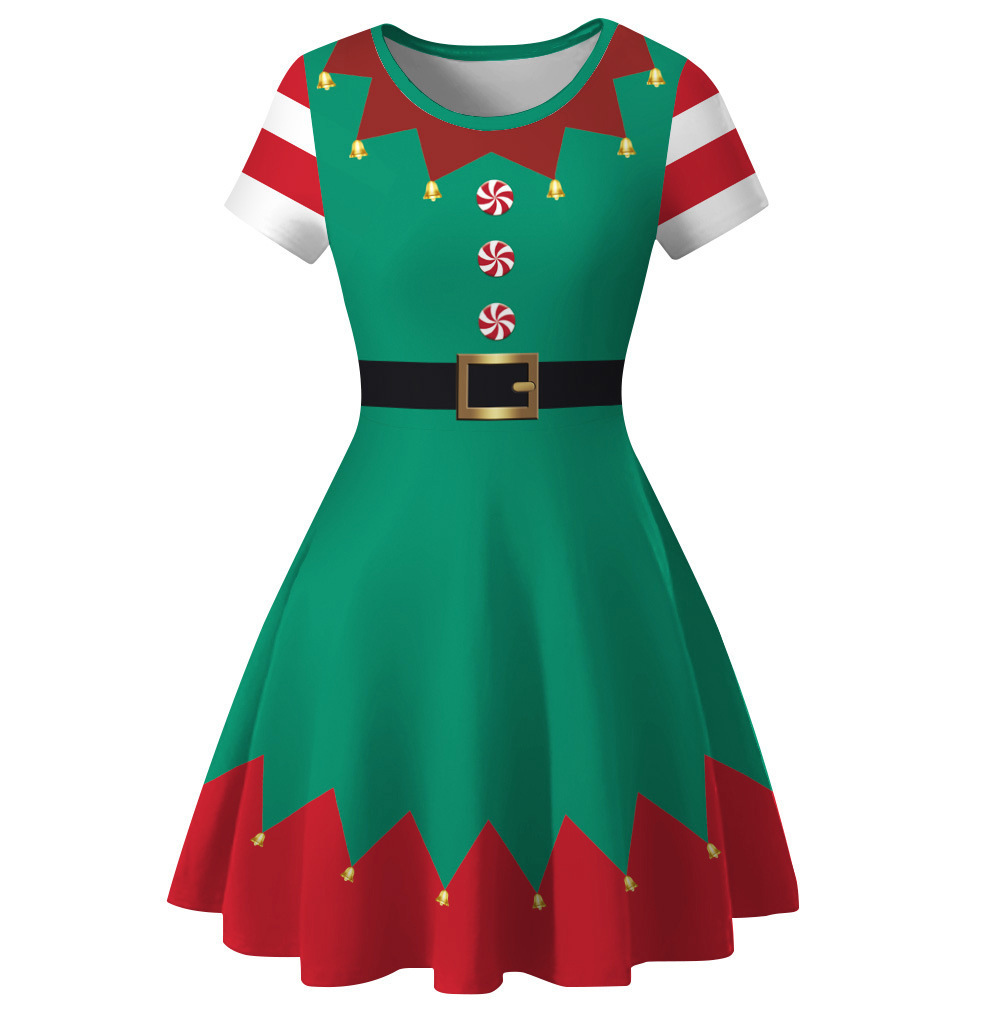 Kids Girls Christmas Party Fan - đánh giá và giá Elf Costume Christmas
