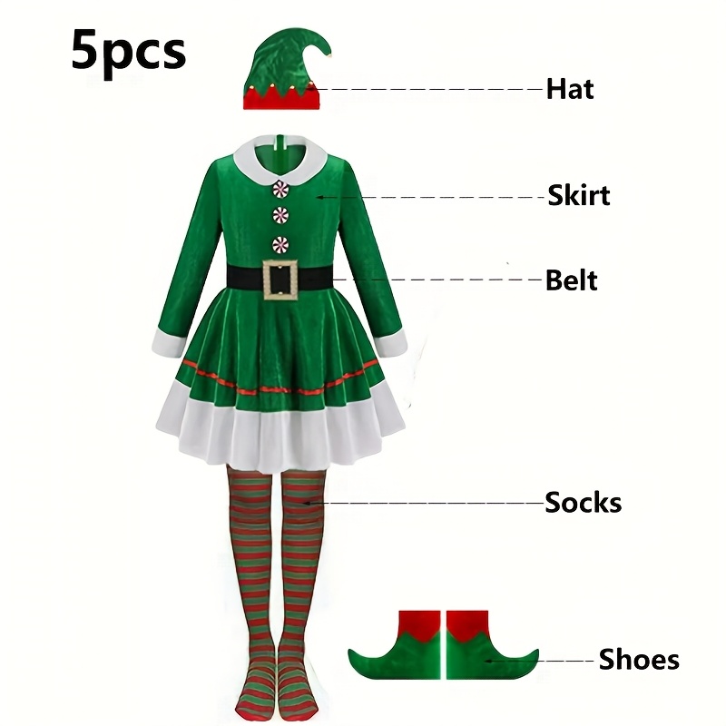 5pcs Christmas Elf Costume Set - đánh giá và giá Elf Costume Christmas