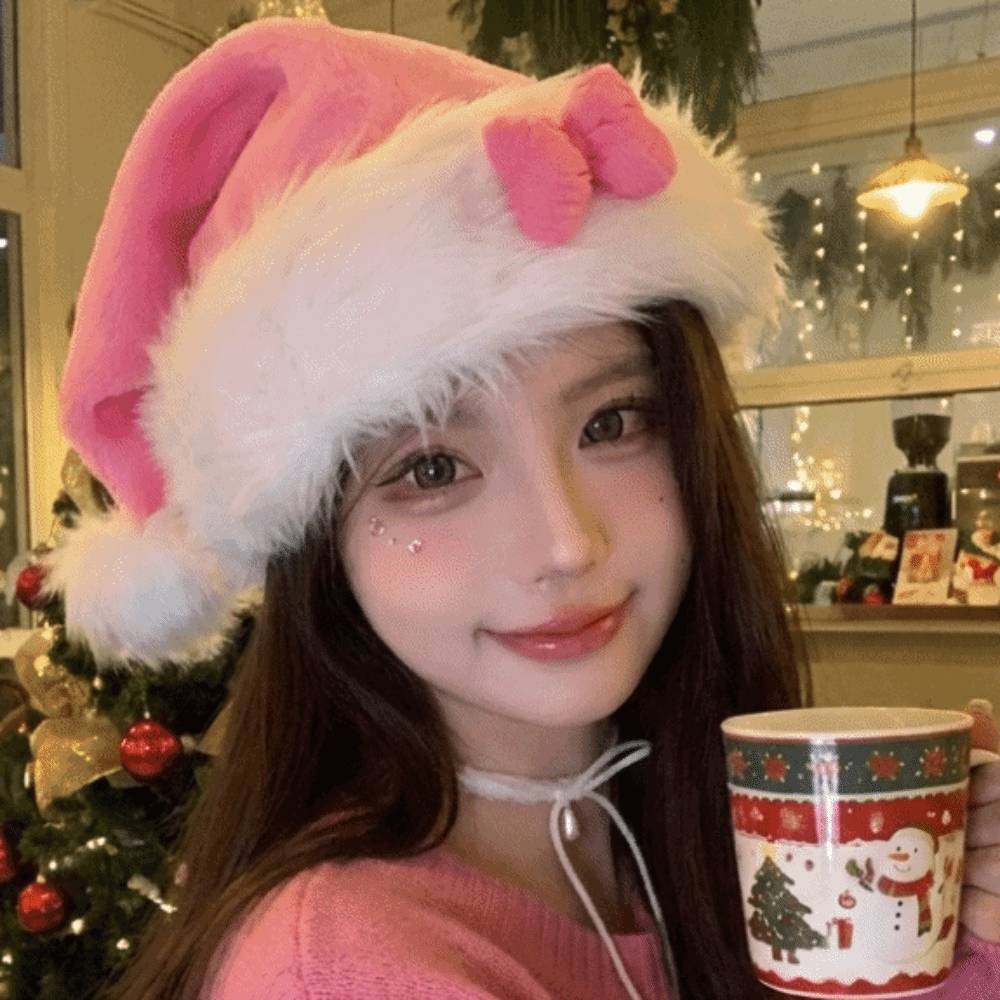 New Star Pattern Pink Bow Sant - đánh giá và giá Santa Hat Plush